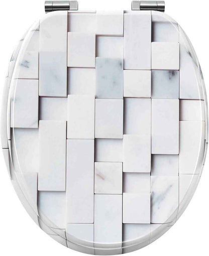 Toilettendeckel mit Absenkautomatik, WC Sitz O Form, aus MDF, Mosaik