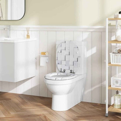 Toilettendeckel mit Absenkautomatik, WC Sitz O Form, aus MDF, Mosaik