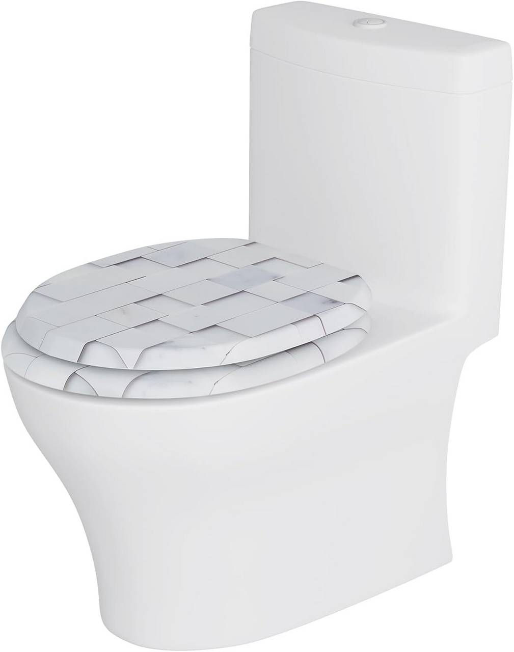 Toilettendeckel mit Absenkautomatik, WC Sitz O Form, aus MDF, Mosaik