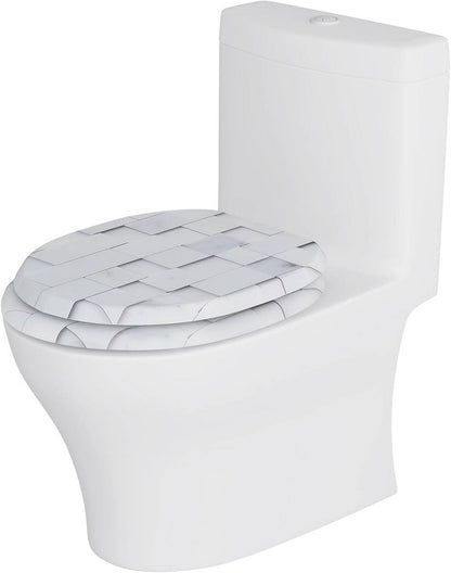 Toilettendeckel mit Absenkautomatik, WC Sitz O Form, aus MDF, Mosaik