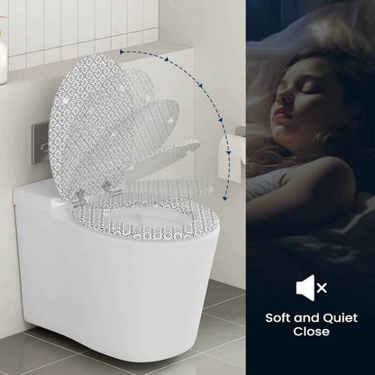 Toilettendeckel mit Absenkautomatik, WC Sitz Quick-Release, O Form, MDF