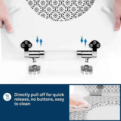 Toilettendeckel mit Absenkautomatik, WC Sitz Quick-Release, O Form, MDF