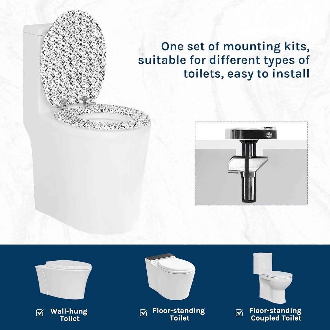 Toilettendeckel mit Absenkautomatik, WC Sitz Quick-Release, O Form, MDF