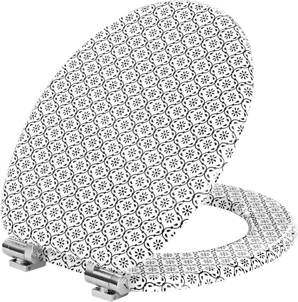 Toilettendeckel mit Absenkautomatik, WC Sitz Quick-Release, O Form, MDF