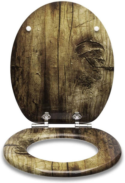 WC-Sitz mit Absenkautomatik MDF Holzkern Softclose Scharnier Old Tree - Palo24