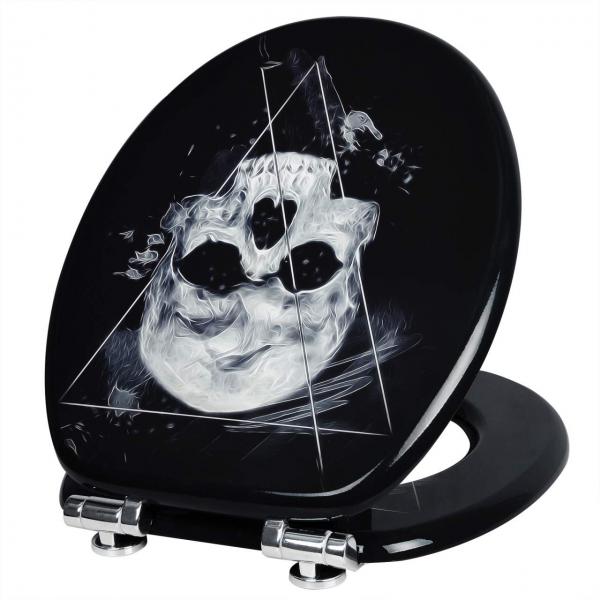 Toilettensitz MDF mit Absenkautomatik Skull Black