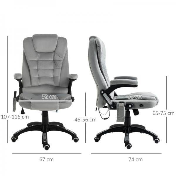 Bürostuhl mit Massagefunktion, höhenverstellbarer Chefsessel, ergonomischer Drehstuhl, PU-Räder, Grau - Palo24