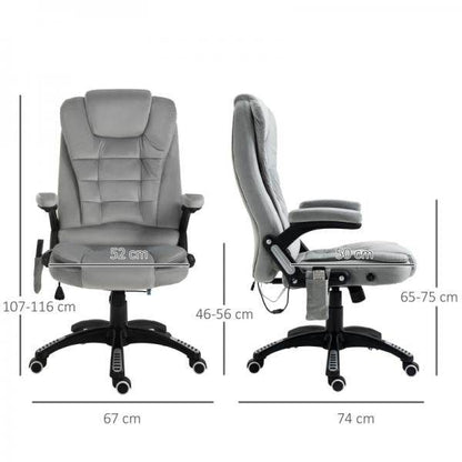 Bürostuhl mit Massagefunktion, höhenverstellbarer Chefsessel, ergonomischer Drehstuhl, PU-Räder, Grau - Palo24