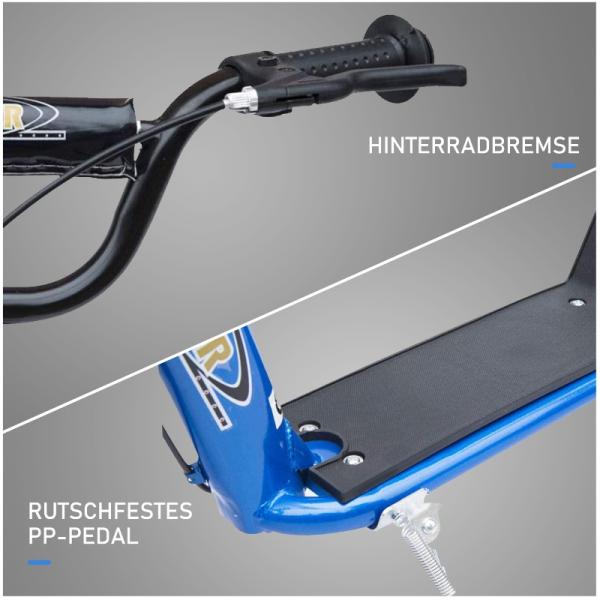 Kinderroller mit Hinterbremse Kickscooter 12 Zoll Tretroller Cityroller Kickboard Höhenverstellbar Stahl EVA Blau