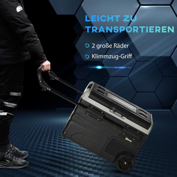 LED Kühlbox Auto 40L Kompressor Autokühlschrank Boot Camper 12/24V DC und 110-240V AC Grau+Schwarz