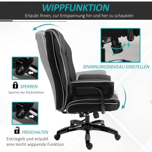 Ergonomischer Bürostuhl Höhenverstellbarer Stuhl mit Wippfunktion Schwarz - Palo24