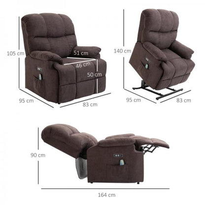 Fauteuil de massage avec fonction chauffante port USB marron