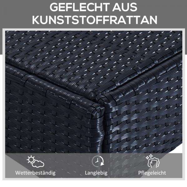 Sonnenliege Tisch 3er Set Gartenmöbel Polyrattan Schwarz