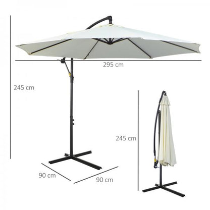 Sonnenschirm mit Kurbel Wetterbeständig 3 m x 3 m x 2,5 m Stahl Polyester Creme - Palo24