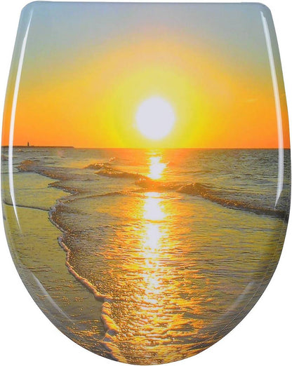 WC-Sitz Duroplast Sonnenaufgang mit Absenkautomatik und Schnellbefestigung - Palo24