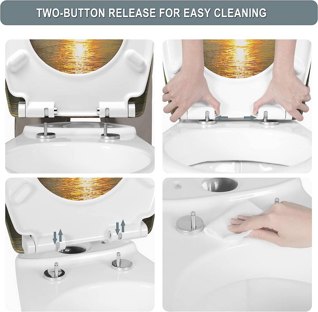 WC-Sitz Duroplast Sonnenaufgang mit Absenkautomatik und Schnellbefestigung - Palo24