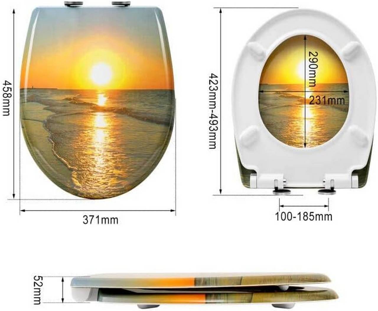 WC-Sitz Duroplast Sonnenaufgang mit Absenkautomatik und Schnellbefestigung - Palo24