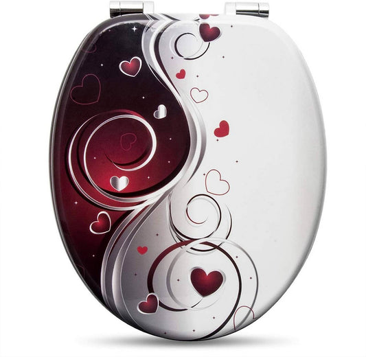 WC Sitz mit Absenkautomatik verchromt Scharniere Herzen - Palo24