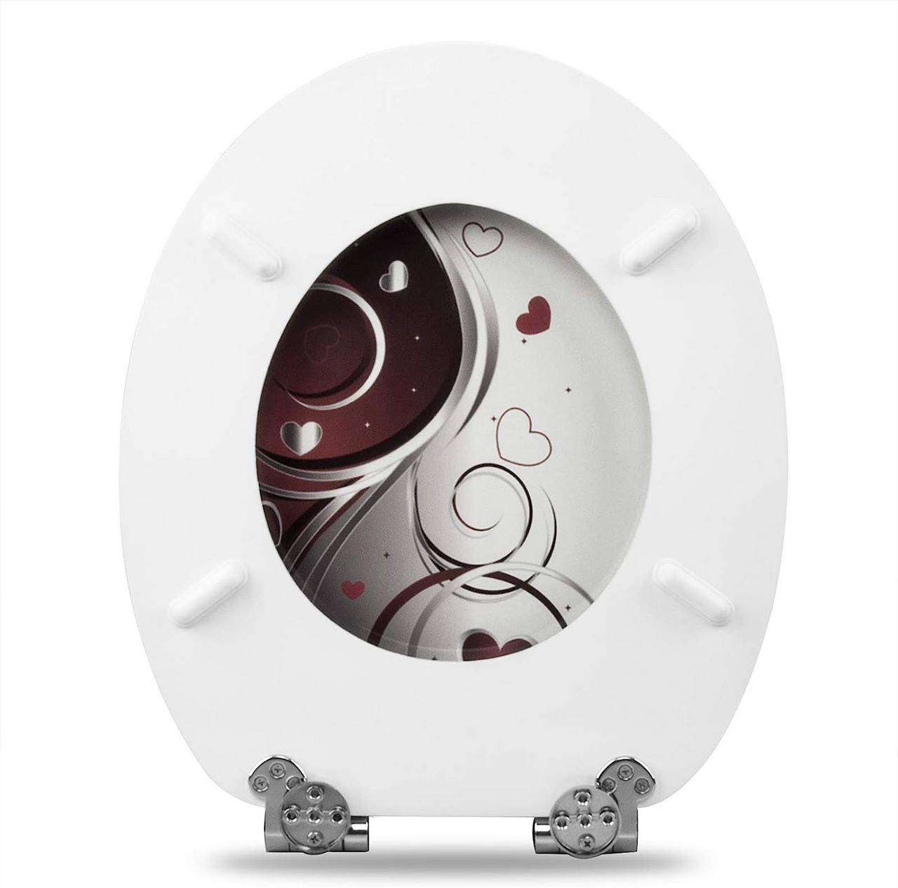 WC Sitz mit Absenkautomatik verchromt Scharniere Herzen - Palo24