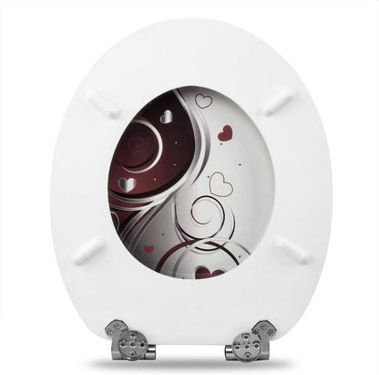 WC Sitz mit Absenkautomatik verchromt Scharniere Herzen - Palo24