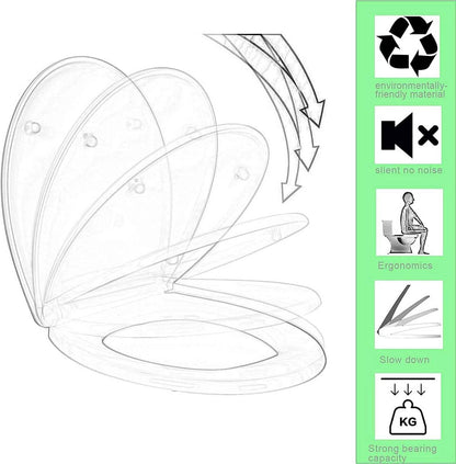 WC Sitz mit Absenkautomatik verchromt Scharniere Herzen - Palo24