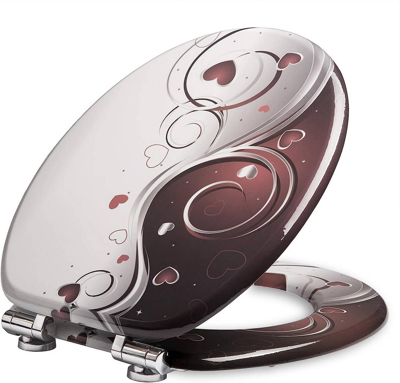 WC Sitz mit Absenkautomatik verchromt Scharniere Herzen - Palo24