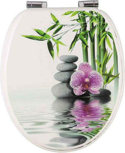 WC-Sitz MDF mit Absenkautomatik Softclose Scharnier Steine Blumen