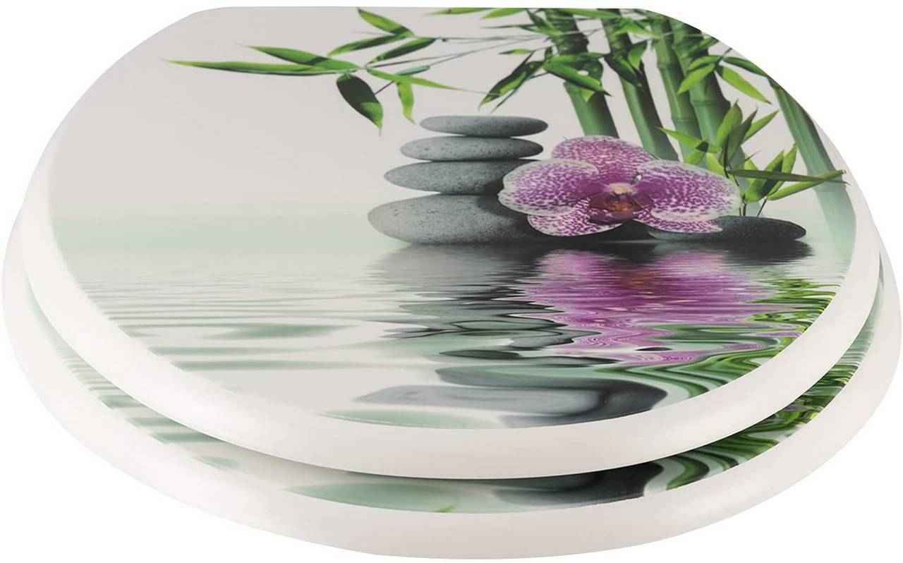 WC-Sitz MDF mit Absenkautomatik Softclose Scharnier Steine Blumen