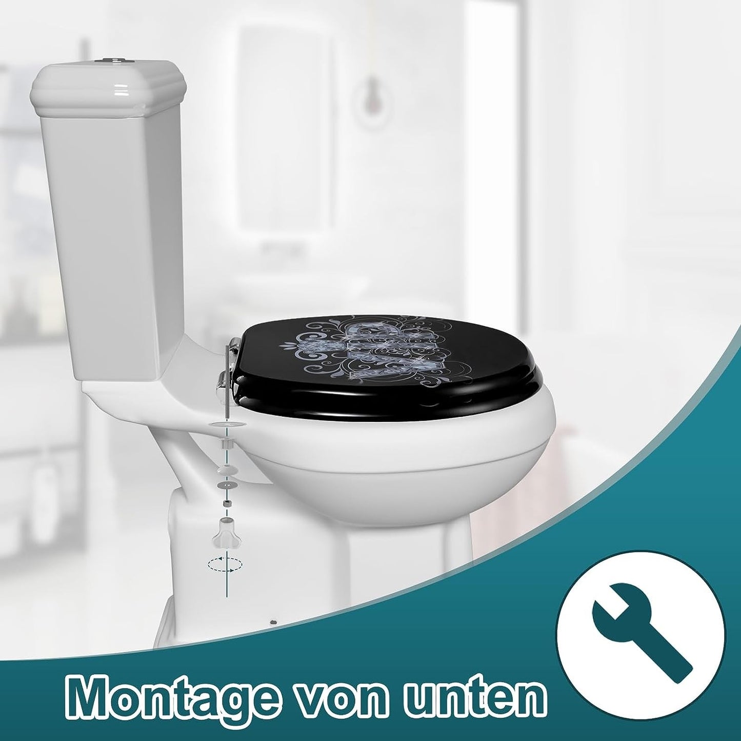 WC-Sitz Toilettensitz mit Absenkautomatik MDF Holzkern Softclose Scharnier - Palo24