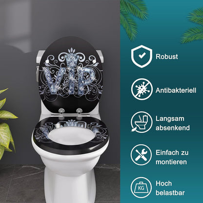 WC-Sitz Toilettensitz mit Absenkautomatik MDF Holzkern Softclose Scharnier - Palo24
