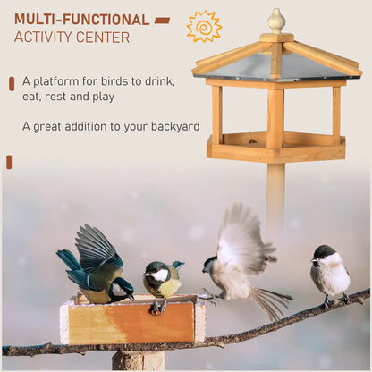 nichoir | Avec support et toit en zinc | bois de pin | Ø40 x 110 cm | Marron et argent