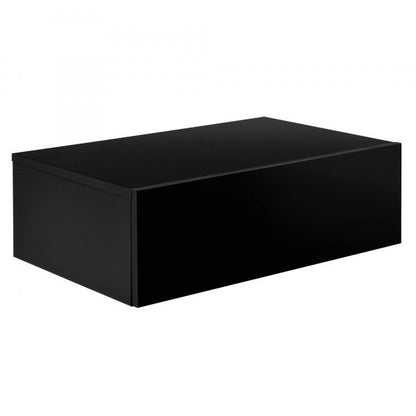 Oslo, lot de 2 tables de chevet 46x30x15 cm, armoire murale avec tiroir, noir brillant