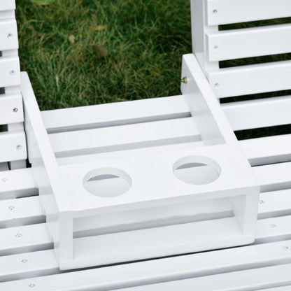 Hängebank mit Klapptisch und Becherhaltern Naturholz weiss - Palo24