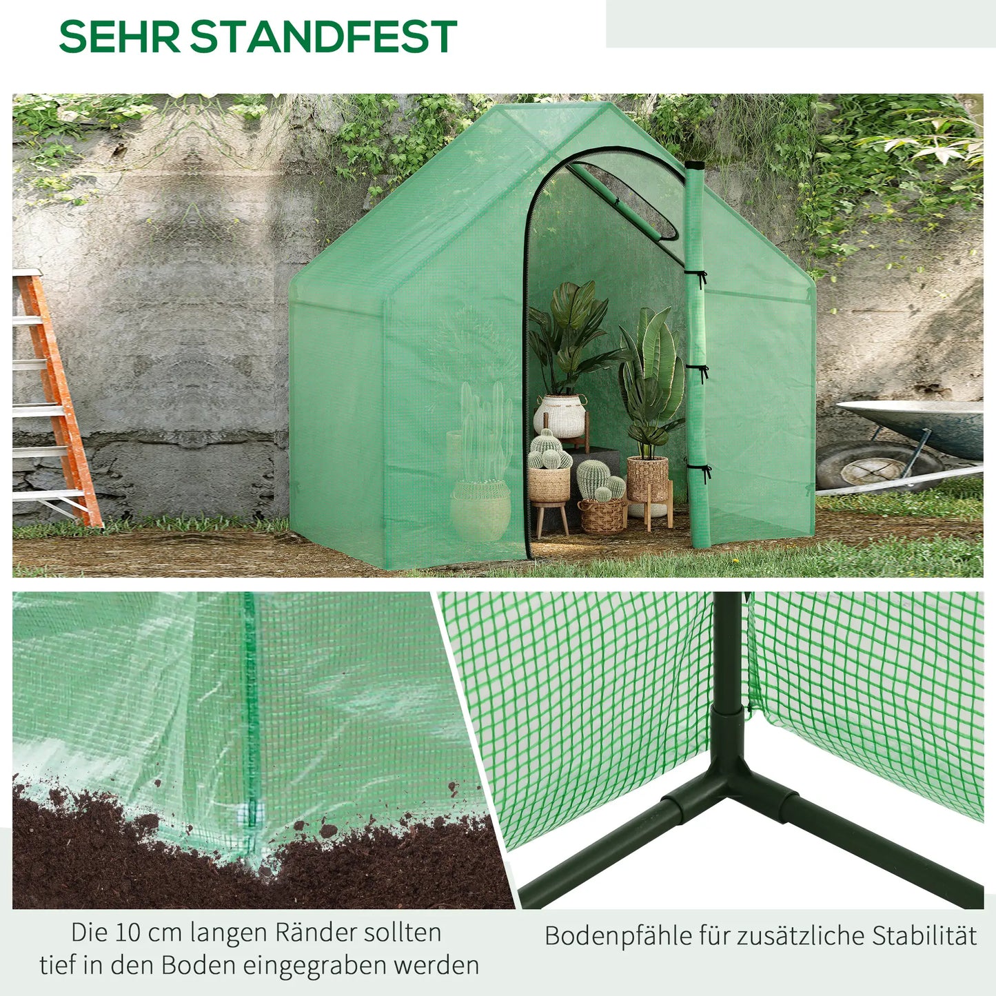 Serra in plastica con finestra e porta Green Steel PVC plastica