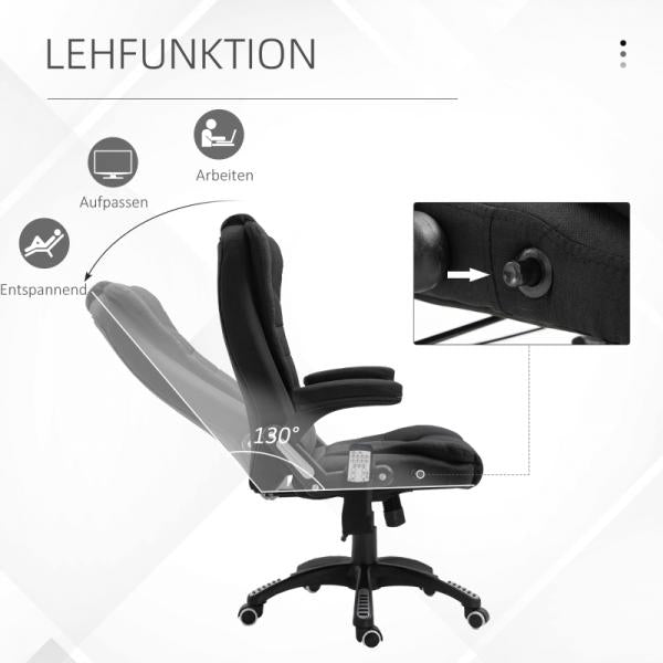 Fauteuil de massage, fauteuil de direction avec fonction massage, chaise de bureau, noir