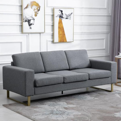 Polstersofa 3-Sitzer Stoffsofa dunkelgrau 200 x 82 x 78