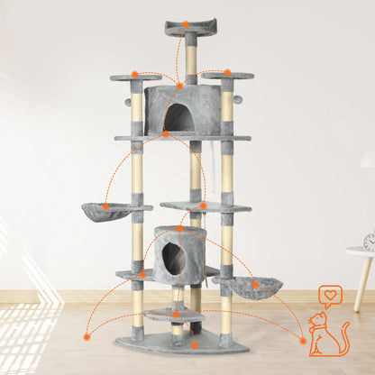 Pawhut Griffoir en Sisal et Hamac en Peluche Grotte 60 x 60 x 200 cm