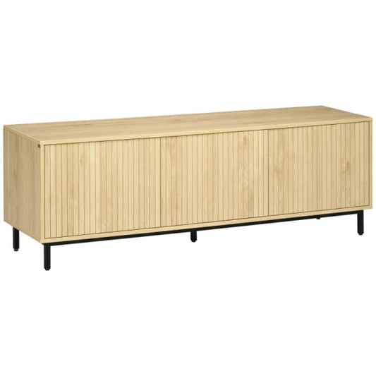 Banc TV au design Scandi, 3 compartiments, étagères réglables, passe-câbles, 150 x 40 x 51 cm