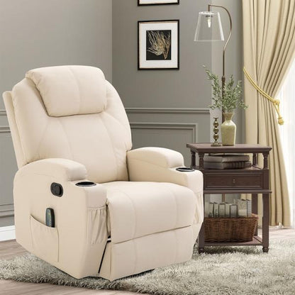 Fauteuil de massage électrique avec 5 modes de massage, fonction inclinable, mousse blanc crème