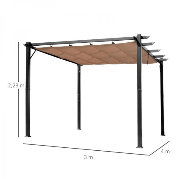 Pavillon Pergola mit einstellbarem Stoffdach 300 cm x 400 cm x 223 cm - Palo24