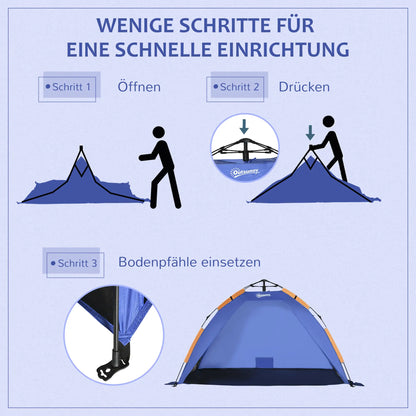 Strandmuschel, Strandzelt, Pop up Campingzelt, Netzfenster, Tragetasche, 2-3 Personen