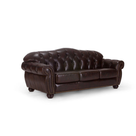 Divano Chesterfield Hereford 3 posti vera pelle marrone