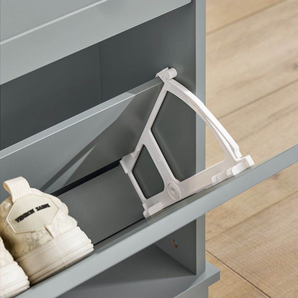 Schuhkipper | Schuhschrank mit 2 Klappen | Schuhkommode Hellgrau - Palo24