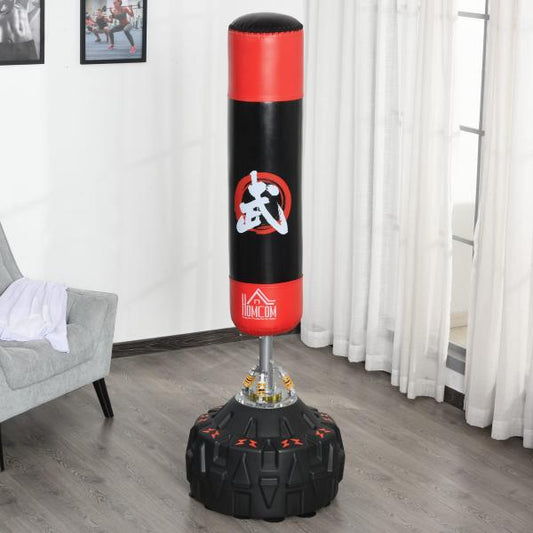 Standboxsack Erwachsene Freistehender Boxtrainingsgerät mit Saugfuß Schwarz+Rot