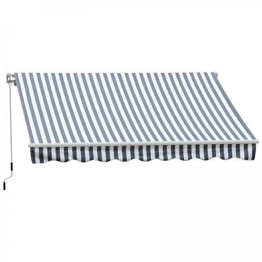 Auvent à bras repliables protection solaire gris/blanc 3,5x2,5m