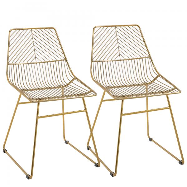 Lot de 2 chaises de salle à manger métal doré 46 cm x 56 cm x 80 cm