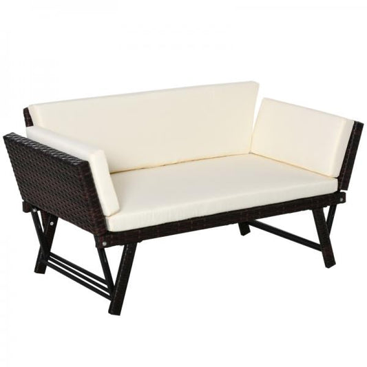 2er Gartensofa Loungesofa Gartenbank aufklappbar Armlehne Polyrattan Braun