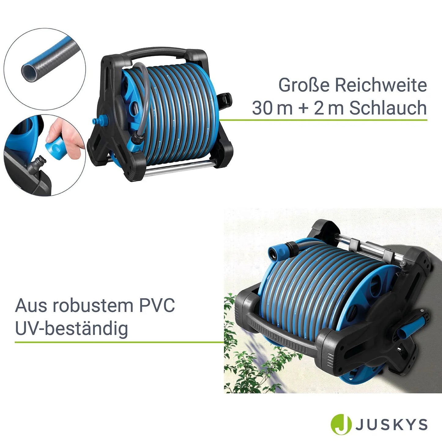 Avvolgitubo Mobile Basic 30 m Blu Con Doccetta Multifunzionale