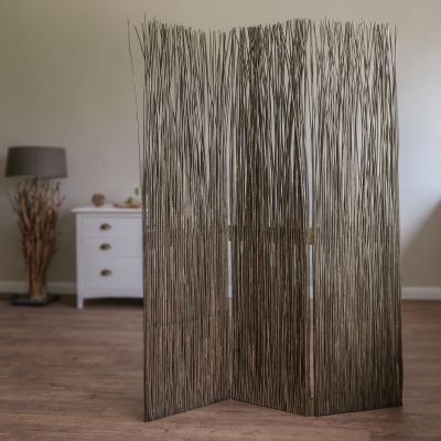 Paravent Weide Grau | 3 teilig | Raumteiler Trennwand Sichtschutz