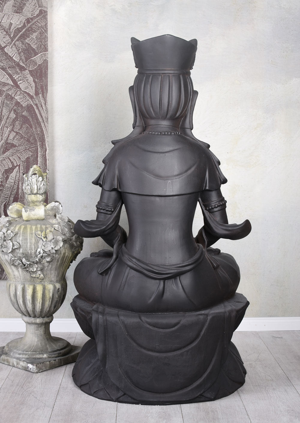 XXL BUDDHA FIGUR SCHWARZ 120CM GARTENFIGUR SKULPTUR